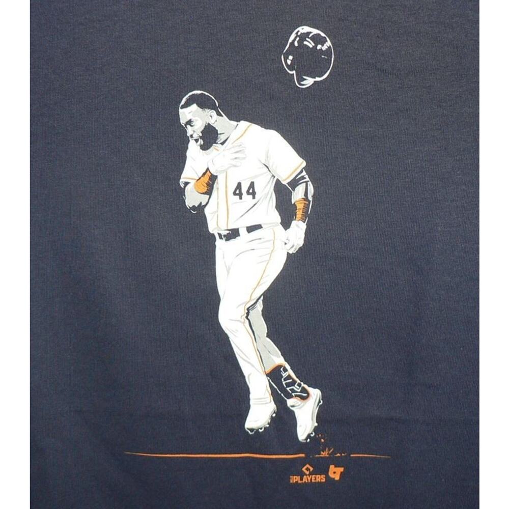 BreakingT Men's Hank Aaron #44 Short Sleeve Crew Neck Cotton T-Shirt Navy Medium